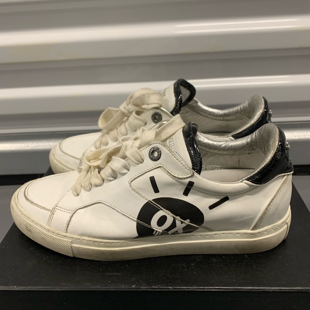Zadig & Voltaire White and Black Leather Sneakers